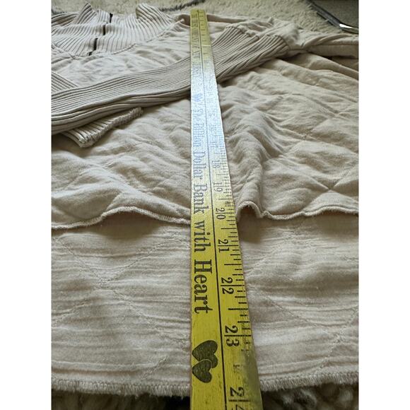 Free People Fp One Shiloh Sweatshirt Pullover Zip Oversized Ribbed sz M beige - Picture 6 of 16